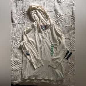 Vintage Deadstock Polo Jeans Co Cream Quarter Lightweight Hoodie